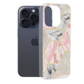 Husă iPhone 15 Pro Techsuit Marble, roz (model hexagonal) – imagine 1