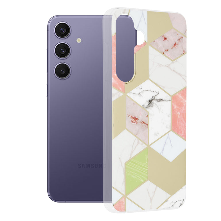 Husă Galaxy S24+ Techsuit Marble, mov (model hexagonal) – imagine 1