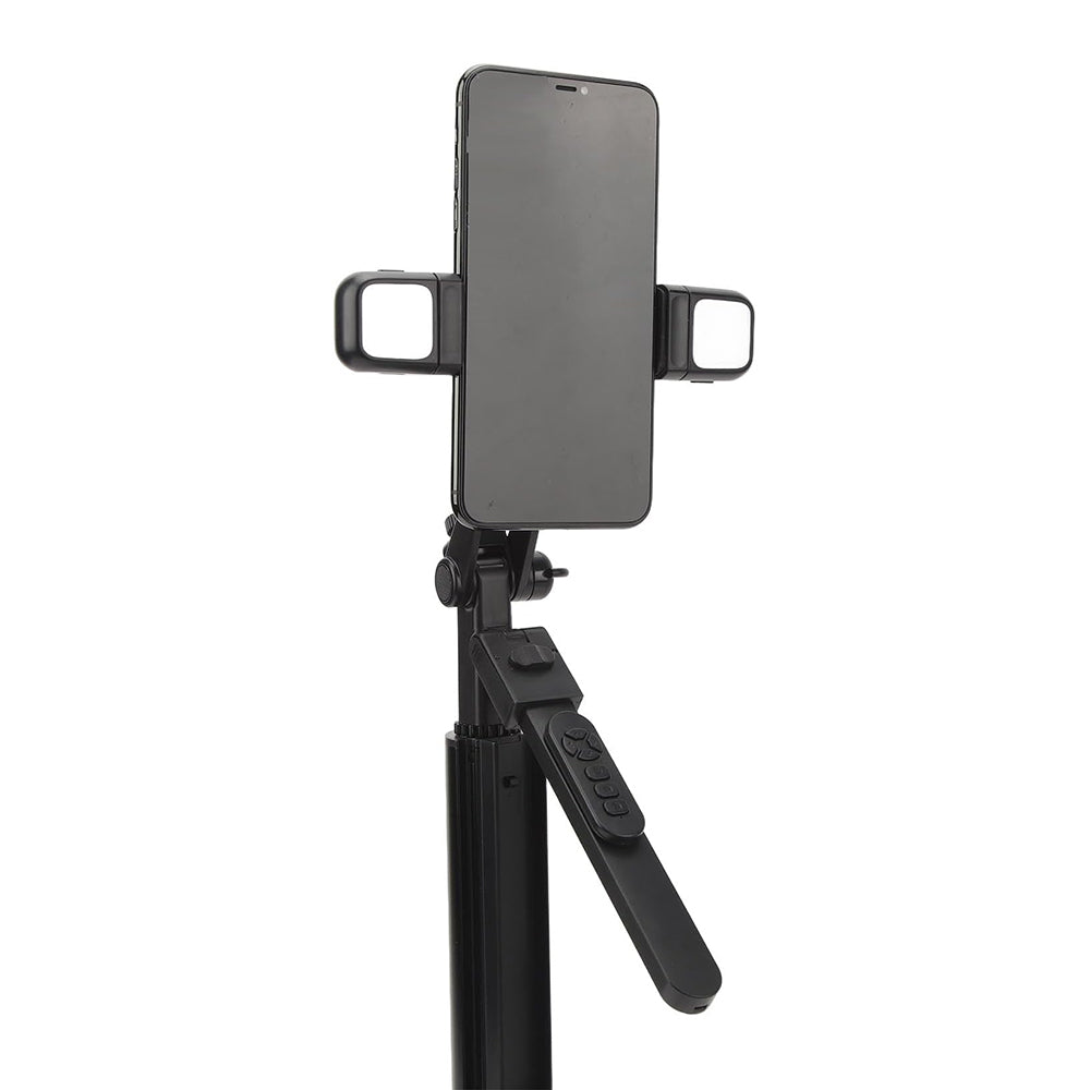 Selfie stick cu trepied și lumină, 167 cm, negru – Techsuit K30S – imagine 1