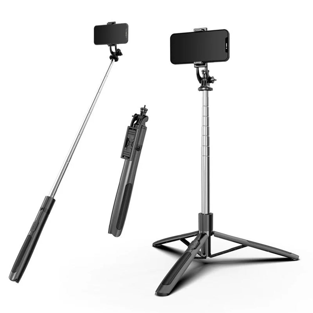 Selfie stick cu trepied, 158 cm, negru – Techsuit Q05 – imagine 1