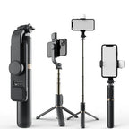 Selfie stick cu trepied și lumină, 76 cm, negru – Techsuit Q03s – imagine 2