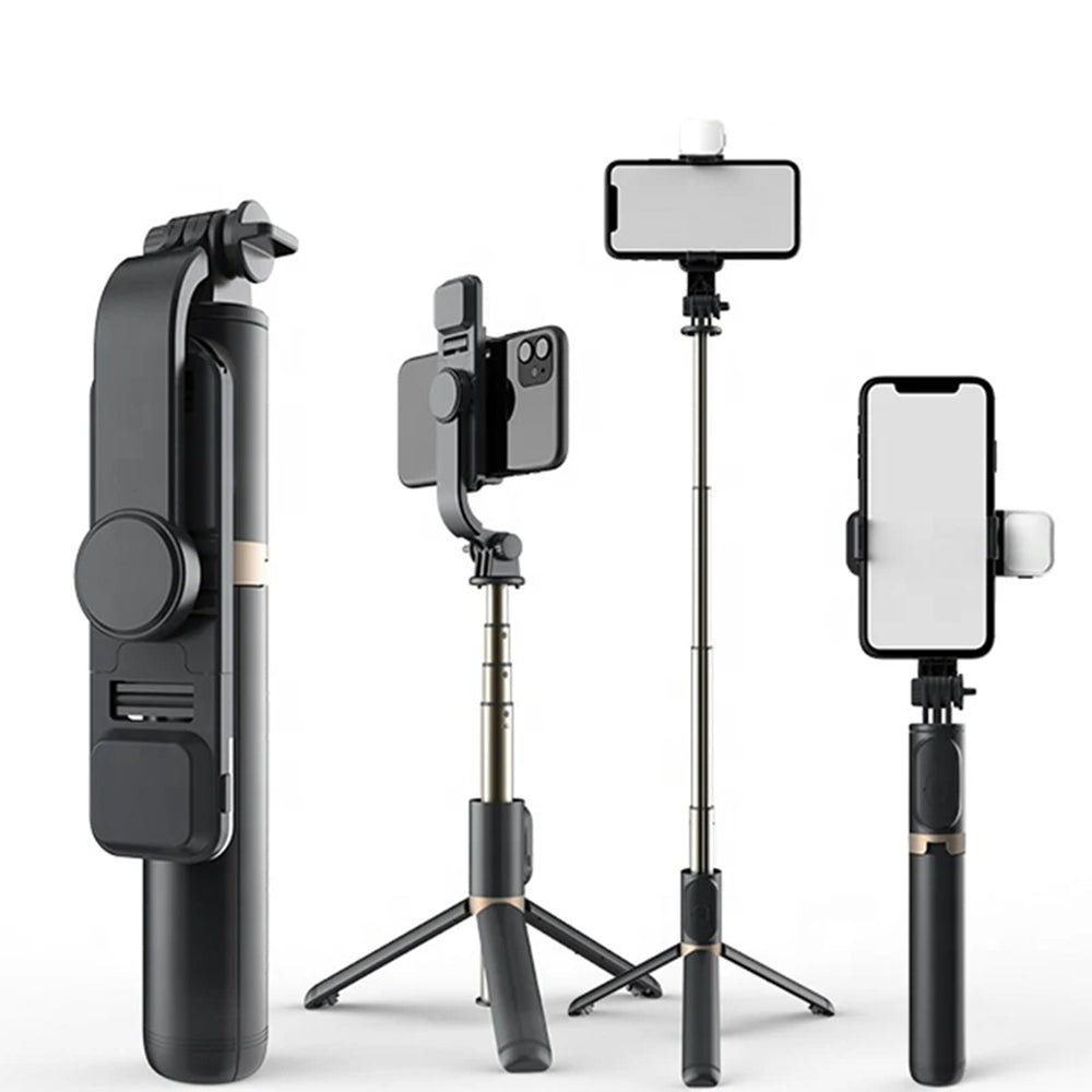 Selfie stick cu trepied și lumină, 76 cm, negru – Techsuit Q03s – imagine 2