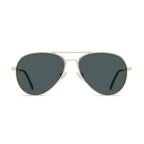 Ochelari de soare aviator unisex, ramă metalică, UV400 – Techsuit 3025 – Auriu / verde – imagine 2