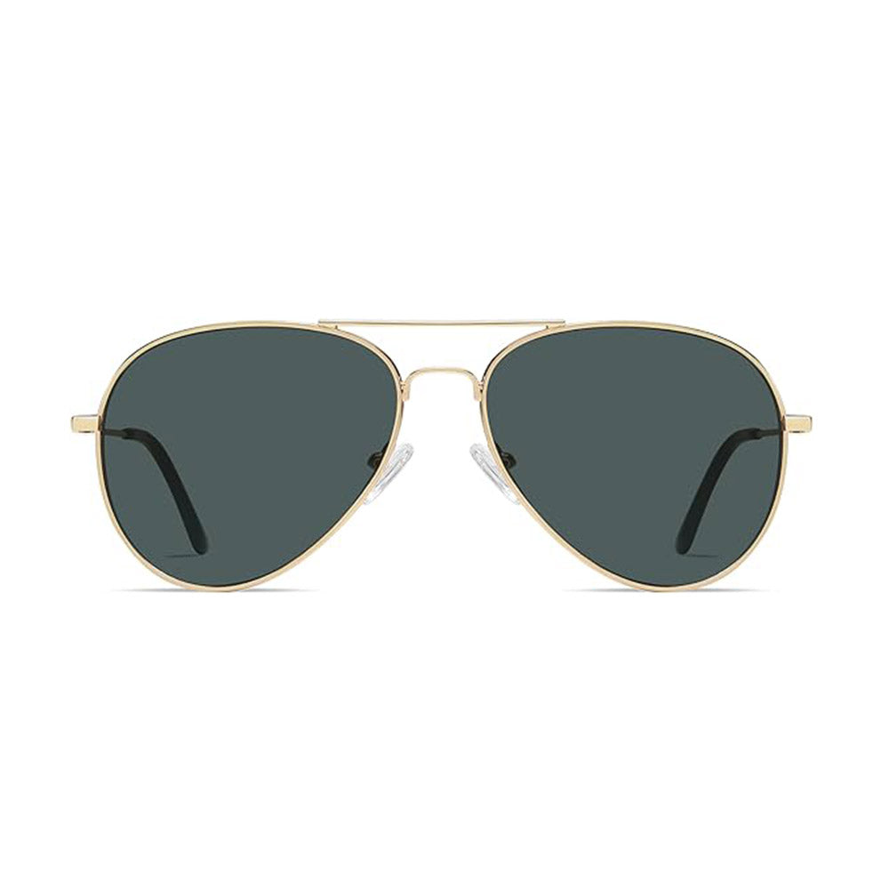 Ochelari de soare aviator unisex, ramă metalică, UV400 – Techsuit 3025 – Auriu / verde – imagine 2