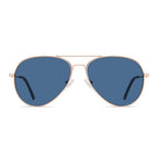 Ochelari de soare aviator unisex, ramă metalică, UV400 – Techsuit 3025 – Auriu roz / albastru – imagine 6