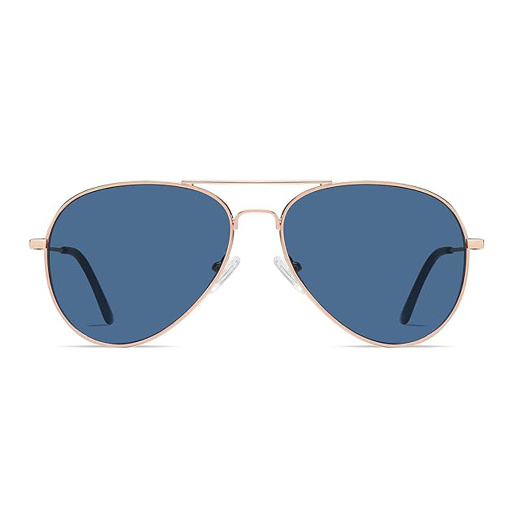 Ochelari de soare aviator unisex, ramă metalică, UV400 – Techsuit 3025 – Auriu roz / albastru – imagine 6