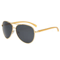 Ochelari de soare aviator polarizați bărbați, ramă metalică – Auriu / gri închis – imagine 2