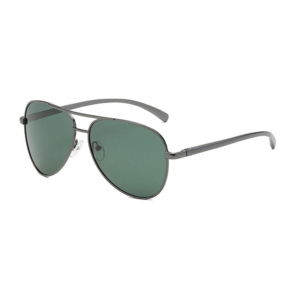 Ochelari de soare aviator polarizați bărbați, ramă metalică – Gri metalic / verde închis – imagine 10