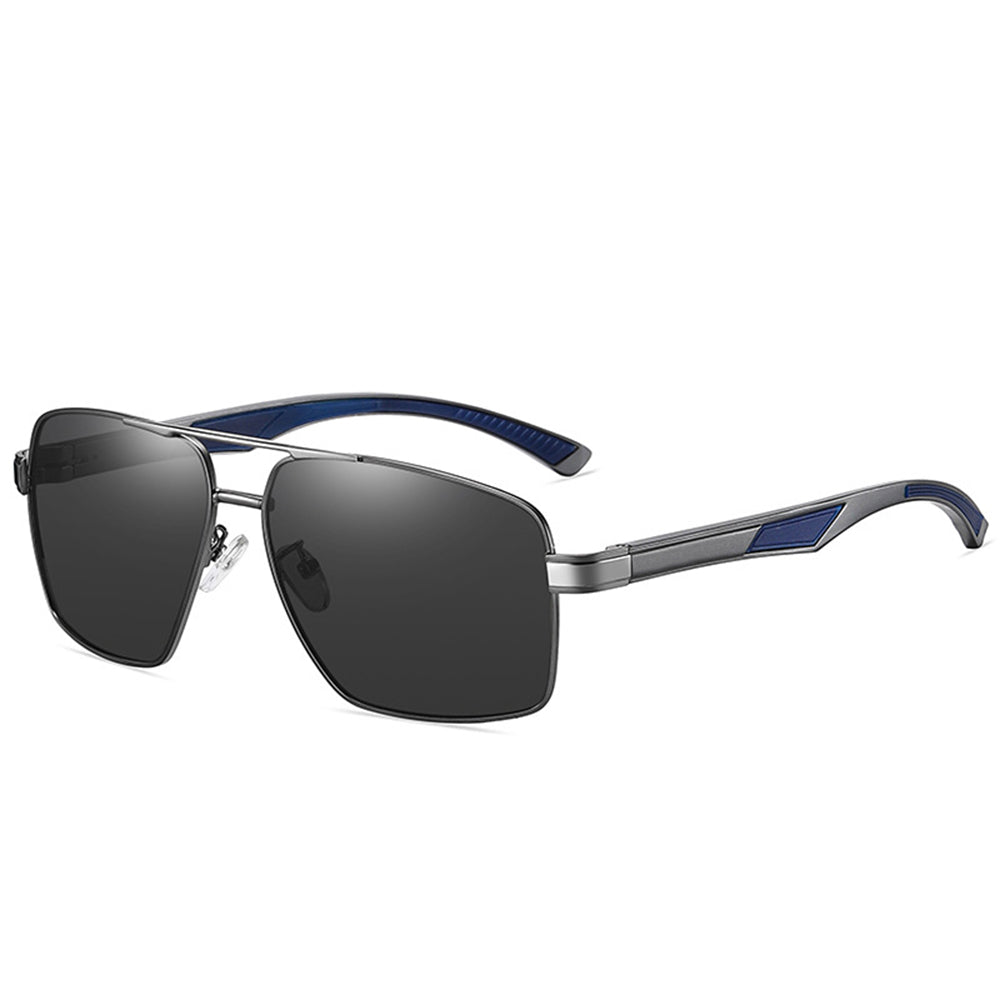 Ochelari de soare aviator polarizați bărbați, ramă aluminiu – Gri metalic / gri închis – imagine 3