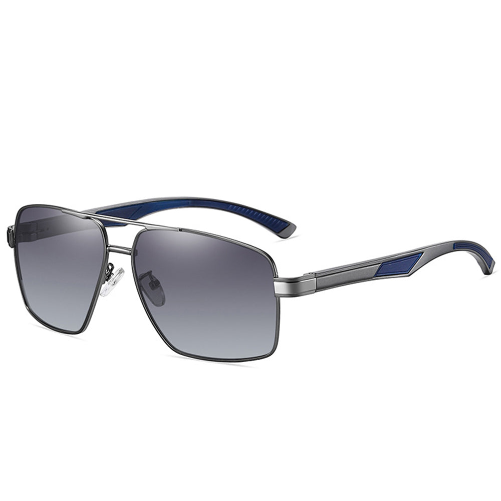 Ochelari de soare aviator polarizați bărbați, ramă aluminiu – Gri metalic / degrade – imagine 5