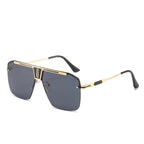 Ochelari de soare oversized bărbați, ramă aluminiu, UV – Techsuit 2576 – Auriu / gri închis – imagine 12