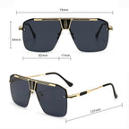 Ochelari de soare oversized bărbați, ramă aluminiu, UV – Techsuit 2576 – Auriu / gri – imagine 2