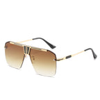 Ochelari de soare oversized bărbați, ramă aluminiu, UV – Techsuit 2576 – Auriu / maro – imagine 4