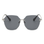 Ochelari de soare oversized femei, ramă argintie, UV – Techsuit 8195 – Argintiu / gri degrade – imagine 5