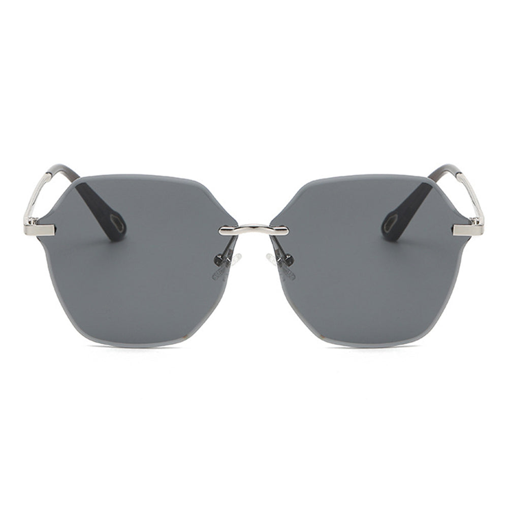 Ochelari de soare oversized femei, ramă argintie, UV – Techsuit 8195 – Argintiu / gri degrade – imagine 5