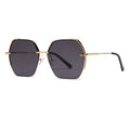Ochelari de soare hexagonali femei, ramă metalică, UV – Techsuit 8561 – Auriu / gri – imagine 1