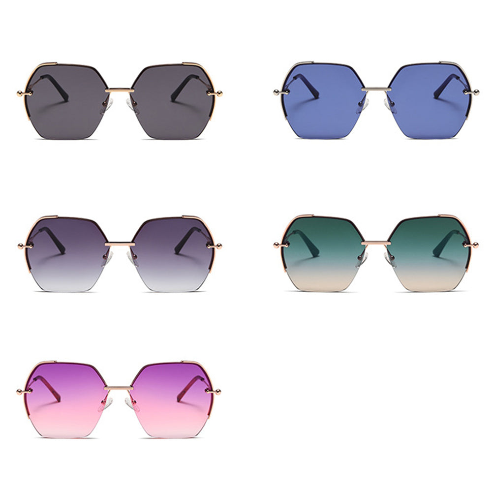 Ochelari de soare hexagonali femei, ramă metalică, UV – Techsuit 8561 – Auriu / gri – imagine 5