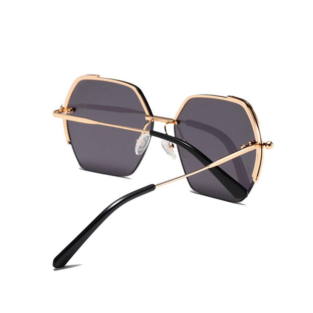 Ochelari de soare hexagonali femei, ramă metalică, UV – Techsuit 8561 – Argintiu / albastru – imagine 7