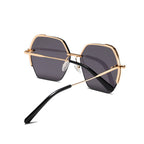 Ochelari de soare hexagonali femei, ramă metalică, UV – Techsuit 8561 – Argintiu / albastru – imagine 7