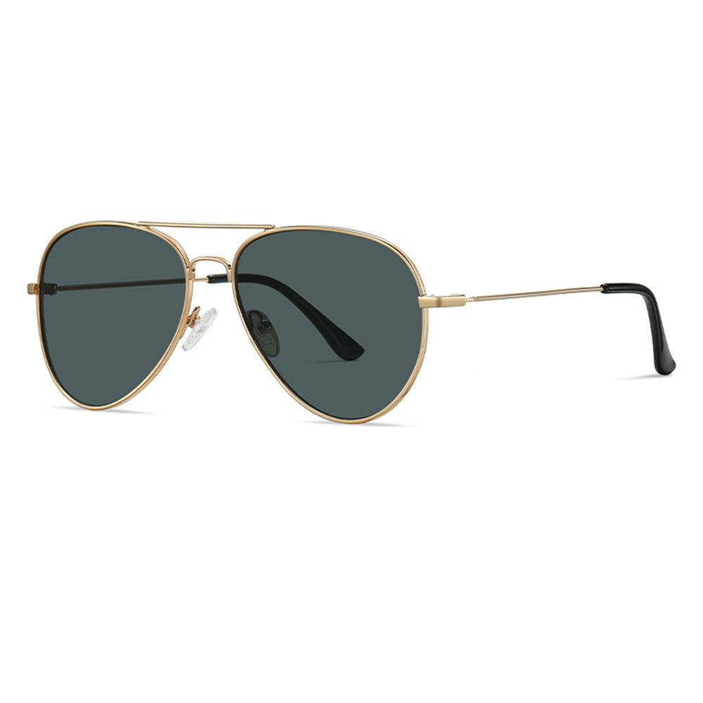 Ochelari de soare aviator unisex, ramă metalică, UV400 – Techsuit 3025 – Auriu / verde – imagine 1