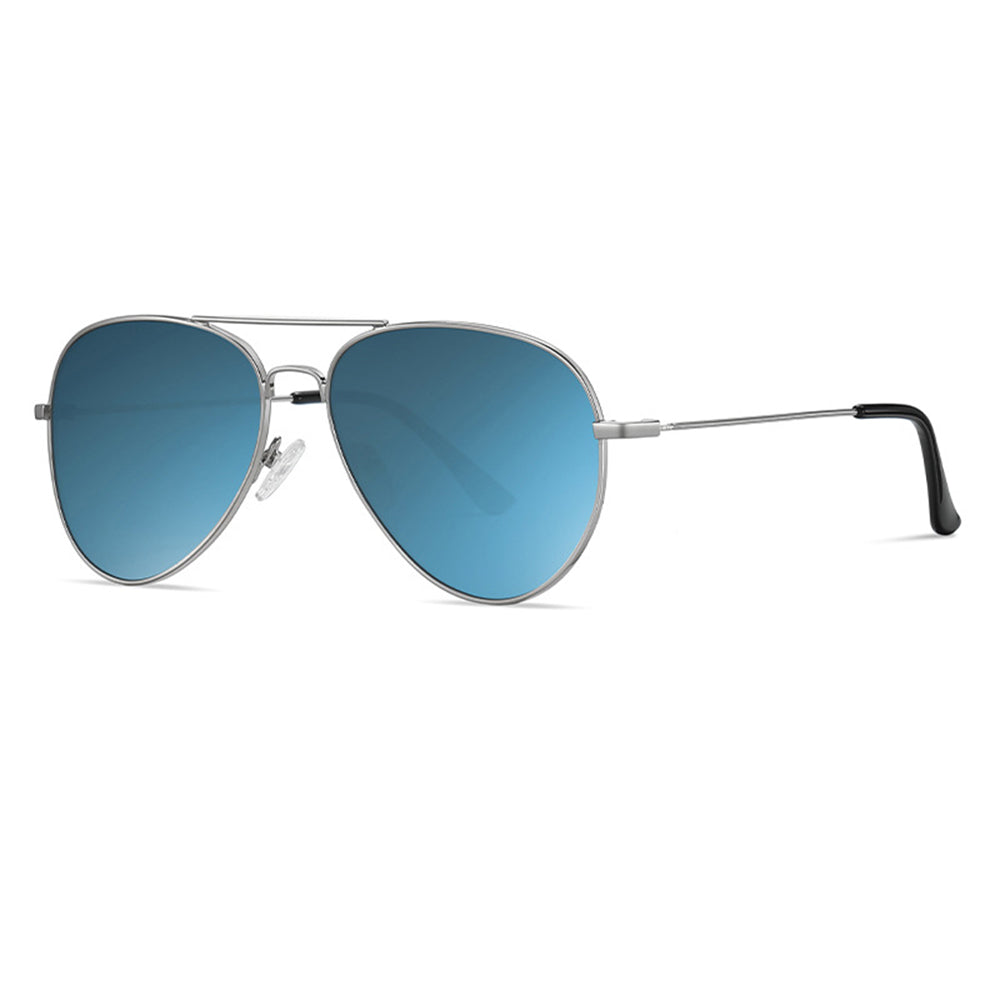 Ochelari de soare aviator unisex, ramă metalică, UV400 – Techsuit 3025 – Argintiu / bleu – imagine 4