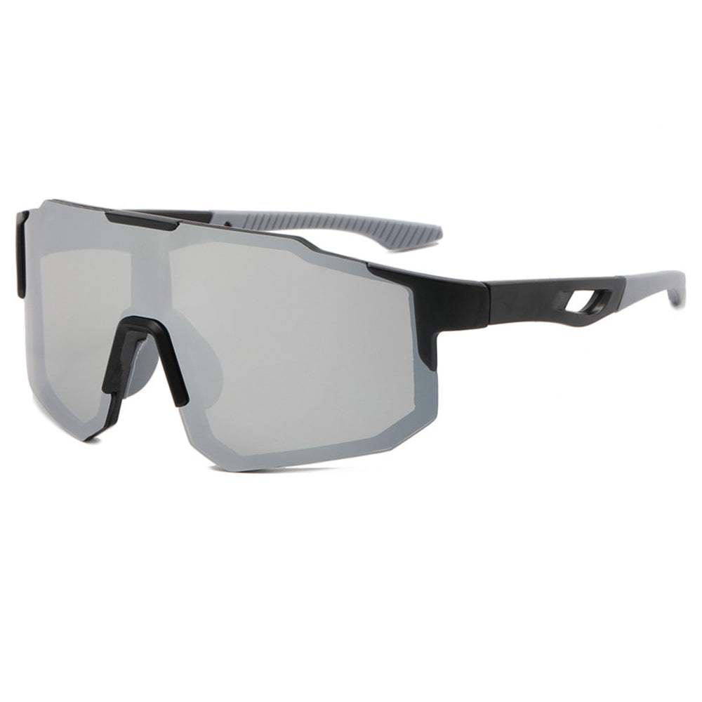 Ochelari ciclism oversized unisex, filtru UV – Techsuit 9337 – Negru / argintiu – imagine 1