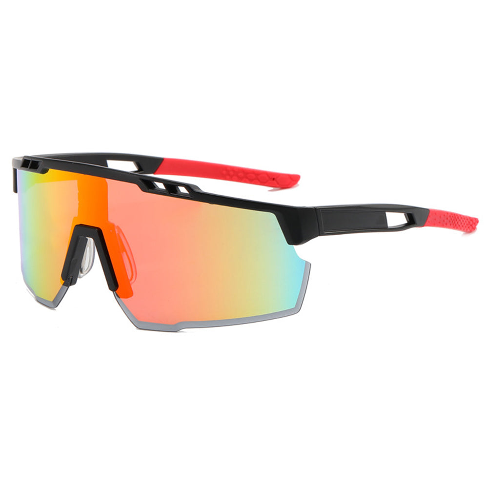 Ochelari ciclism oversized, lentile panoramice, UV – Techsuit 9963 – Negru / portocaliu – imagine 2