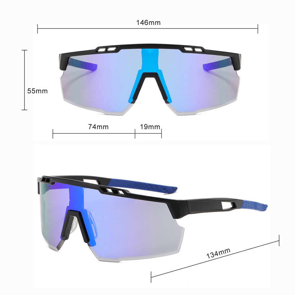 Ochelari ciclism oversized, lentile panoramice, UV – Techsuit 9963 – Negru / portocaliu – imagine 5