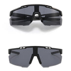 Ochelari ciclism oversized, lentile panoramice, UV – Techsuit 9963 – Negru / portocaliu – imagine 4