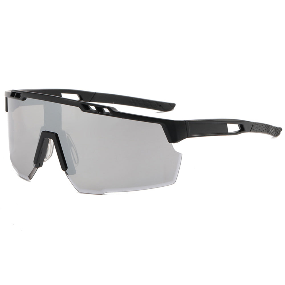 Ochelari ciclism oversized, lentile panoramice, UV – Techsuit 9963 – Negru / gri – imagine 1