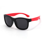 Ochelari soare polarizați copii 3–5 ani, cu bandă – Techsuit 8306 – Negru / roșu – imagine 1