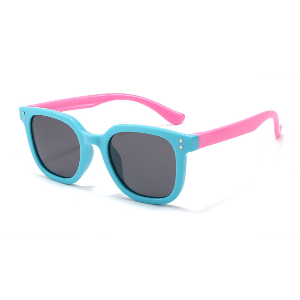 Ochelari soare polarizați copii 4–6 ani, ramă TPE – Techsuit 8351 – Albastru lac / roz – imagine 3