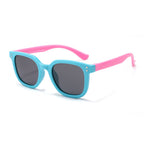 Ochelari soare polarizați copii 4–6 ani, ramă TPE – Techsuit 8351 – Albastru lac / roz – imagine 3