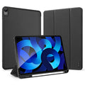 Husă Dux Ducis Domo neagră pentru iPad Air 11 și Air 4/5, vedere față, spate și stand