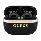 Carcasa GUESS Glossy Gold Line neagră deschisă, cu căștile în interior