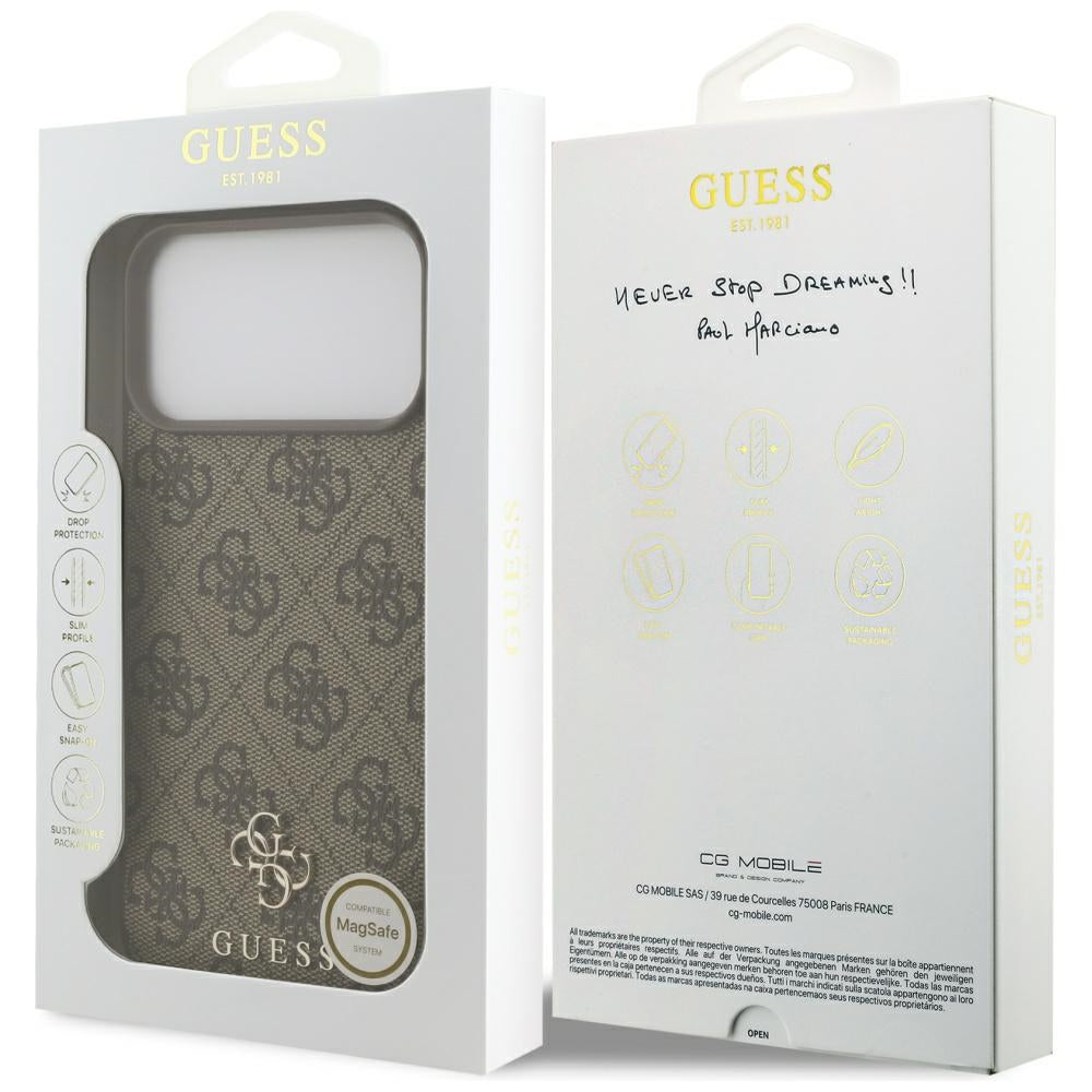 Husă Guess 4G Small and Classic Logo MagSafe pentru iPhone 17 Pro Max – maro — imagine 7
