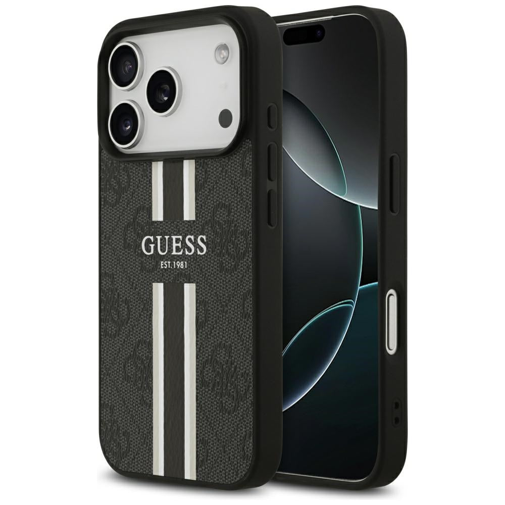 Husă Guess Hardcase 4G Printed Stripes MagSafe pentru iPhone 17 Pro Max – negru — imagine 1