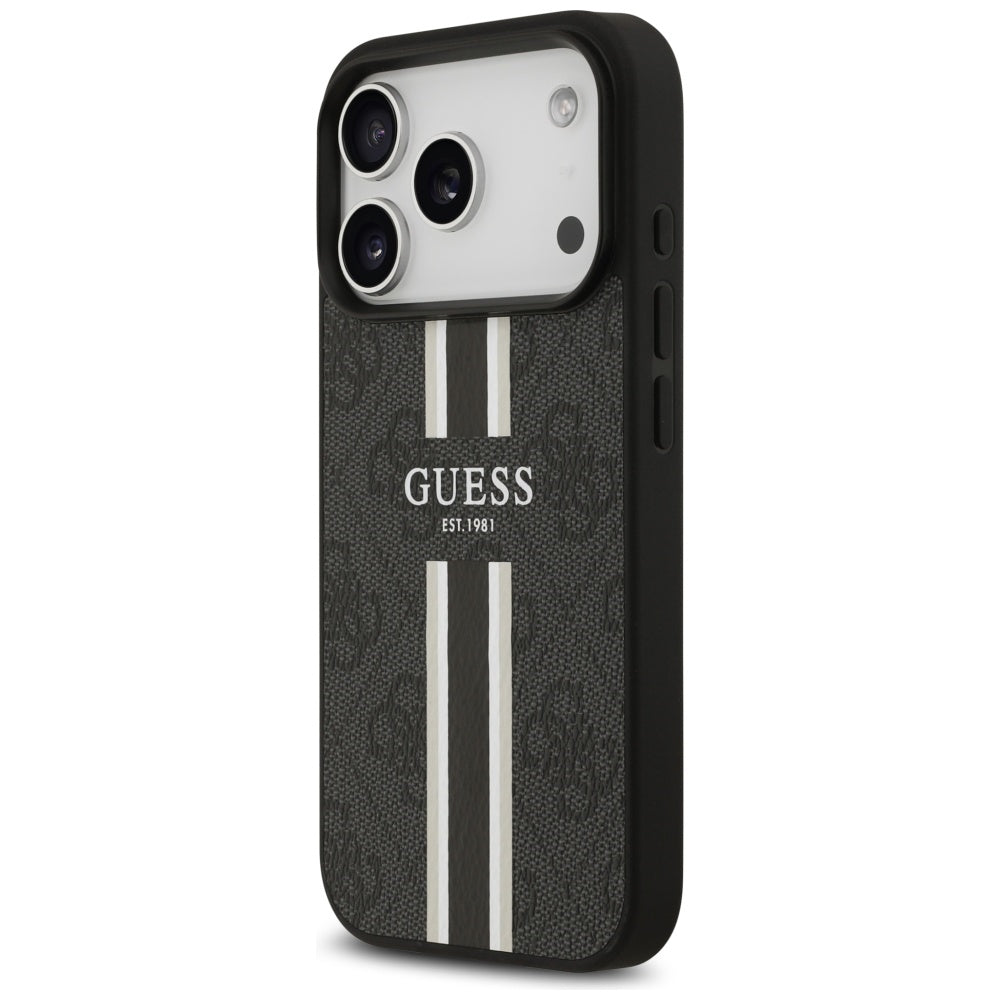Husă Guess Hardcase 4G Printed Stripes MagSafe pentru iPhone 17 Pro Max – negru — imagine 3