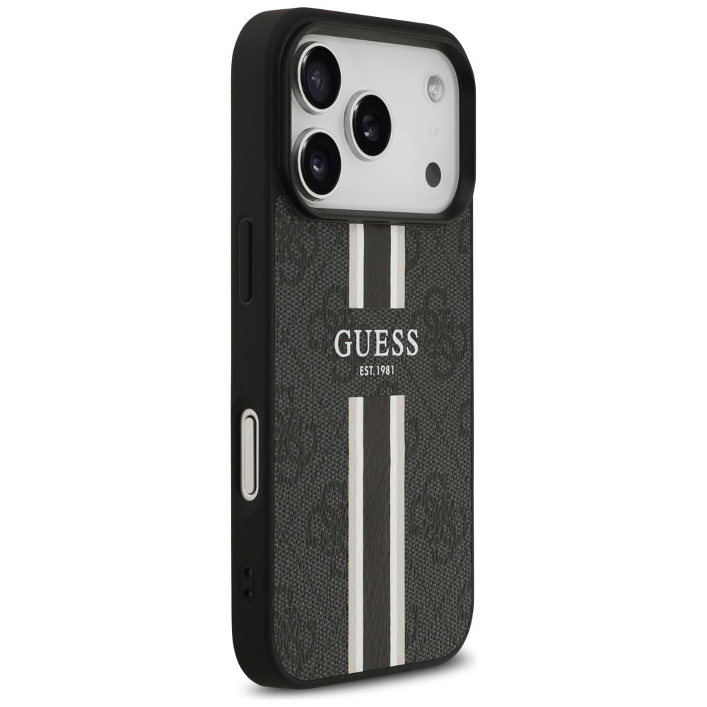 Husă Guess Hardcase 4G Printed Stripes MagSafe pentru iPhone 17 Pro Max – negru — imagine 4
