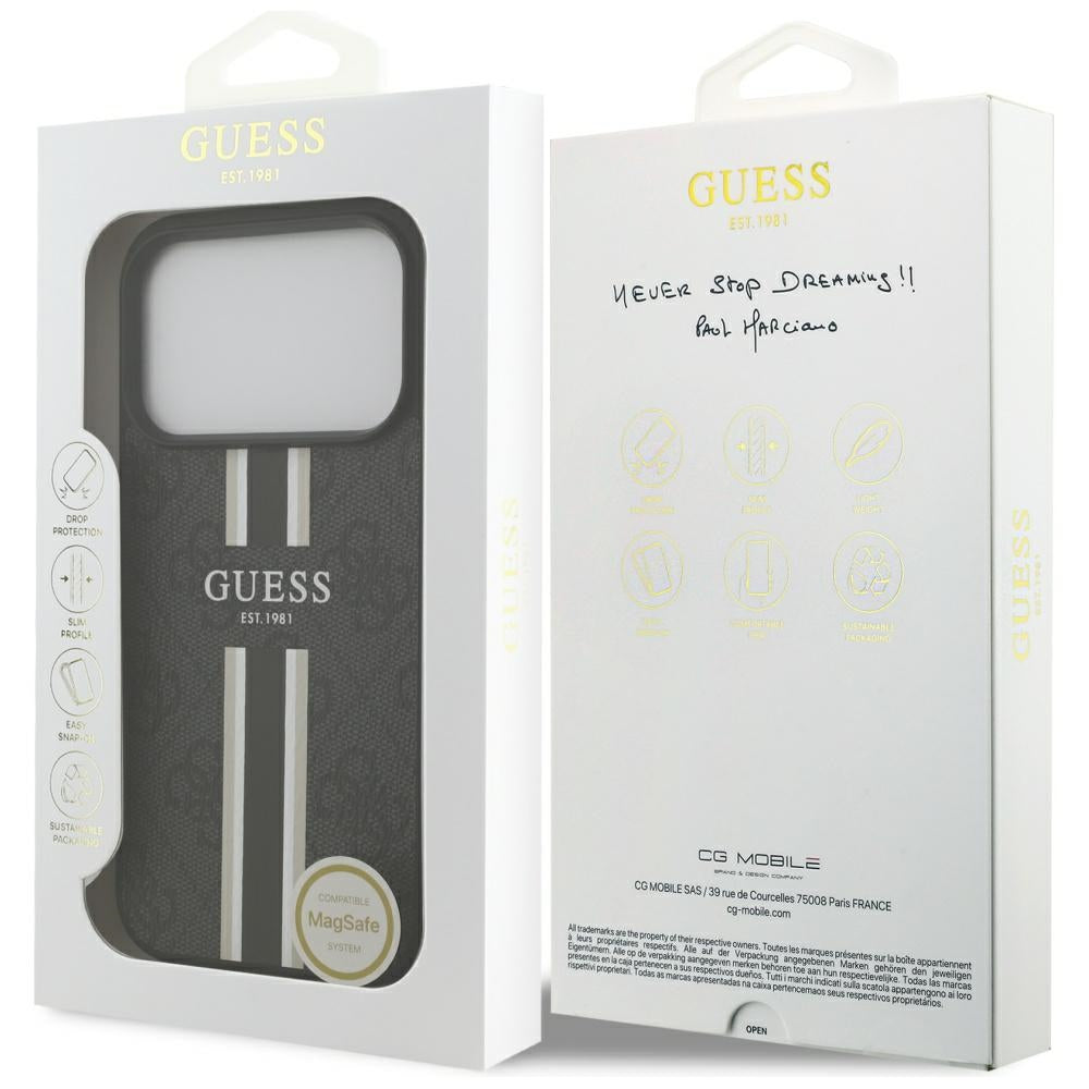 Husă Guess Hardcase 4G Printed Stripes MagSafe pentru iPhone 17 Pro Max – negru — imagine 7