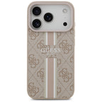 Husă Guess Hardcase 4G Printed Stripes MagSafe pentru iPhone 17 Pro Max – roz — imagine 3