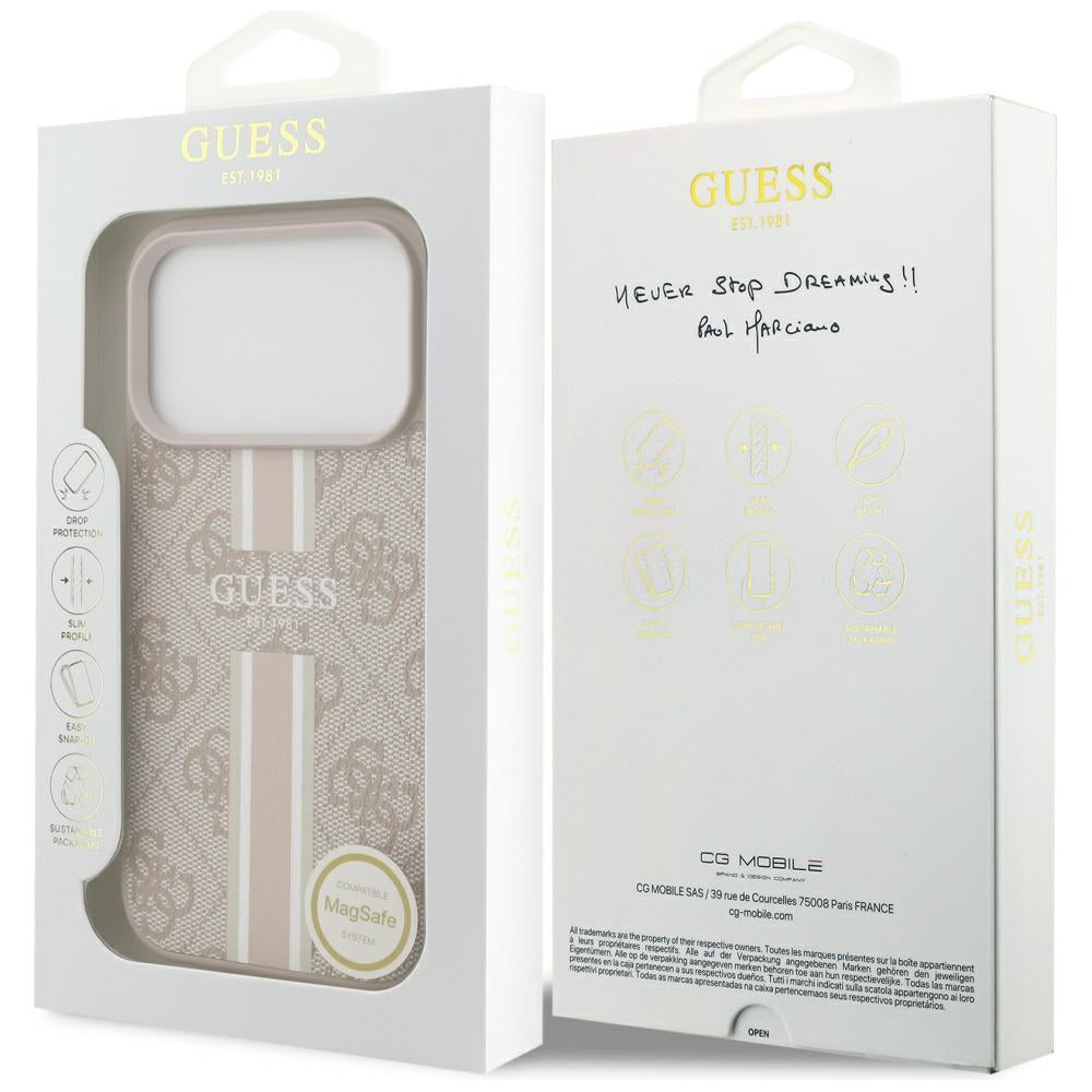 Husă Guess Hardcase 4G Printed Stripes MagSafe pentru iPhone 17 Pro Max – roz — imagine 7