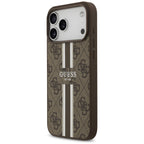 Husă Guess Hardcase 4G Printed Stripes MagSafe pentru iPhone 17 Pro Max – maro — imagine 3