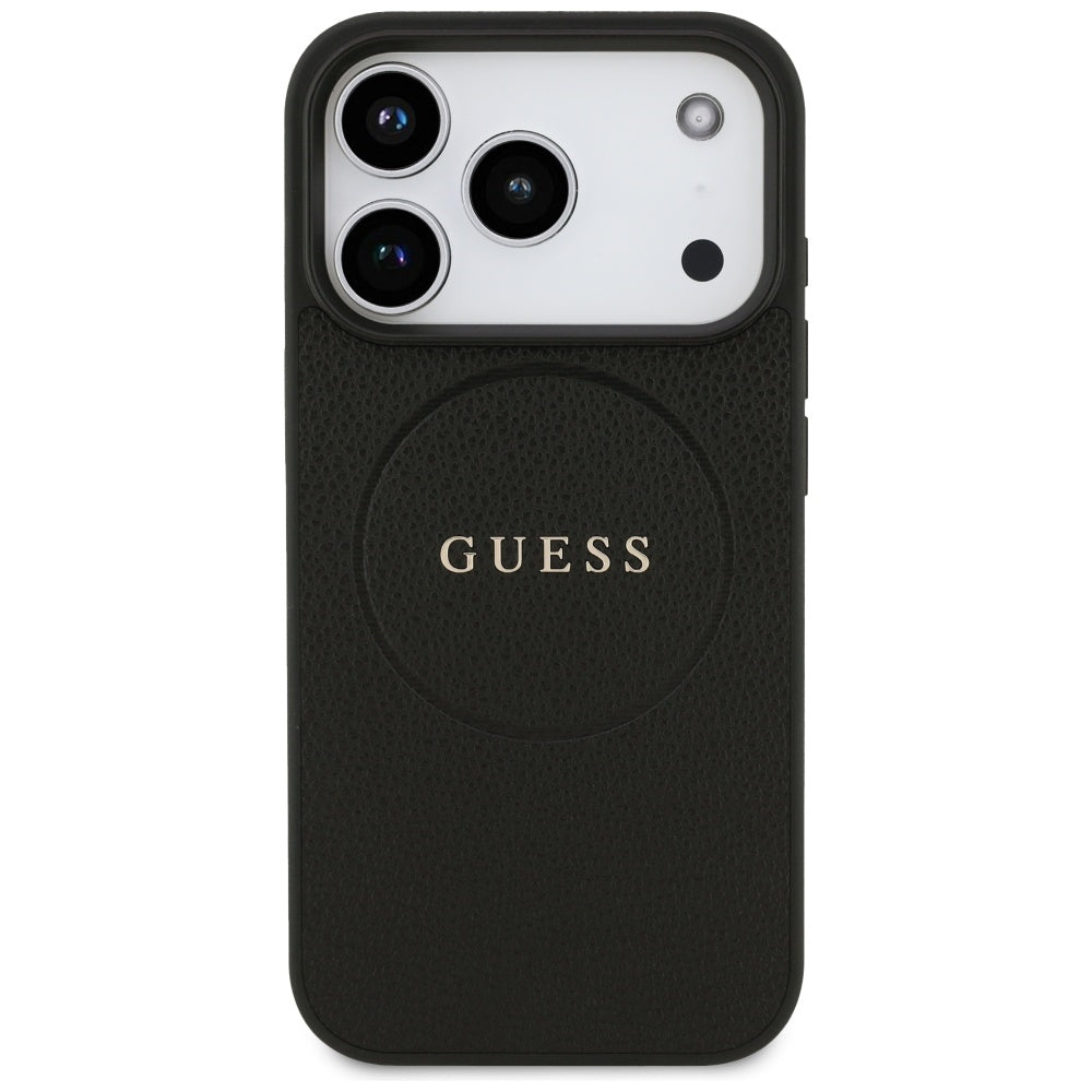 Husă Guess Grained Gold Ring MagSafe pentru iPhone 17 Pro Max – negru (GUHMP17XPGHSMMK) — imagine 3