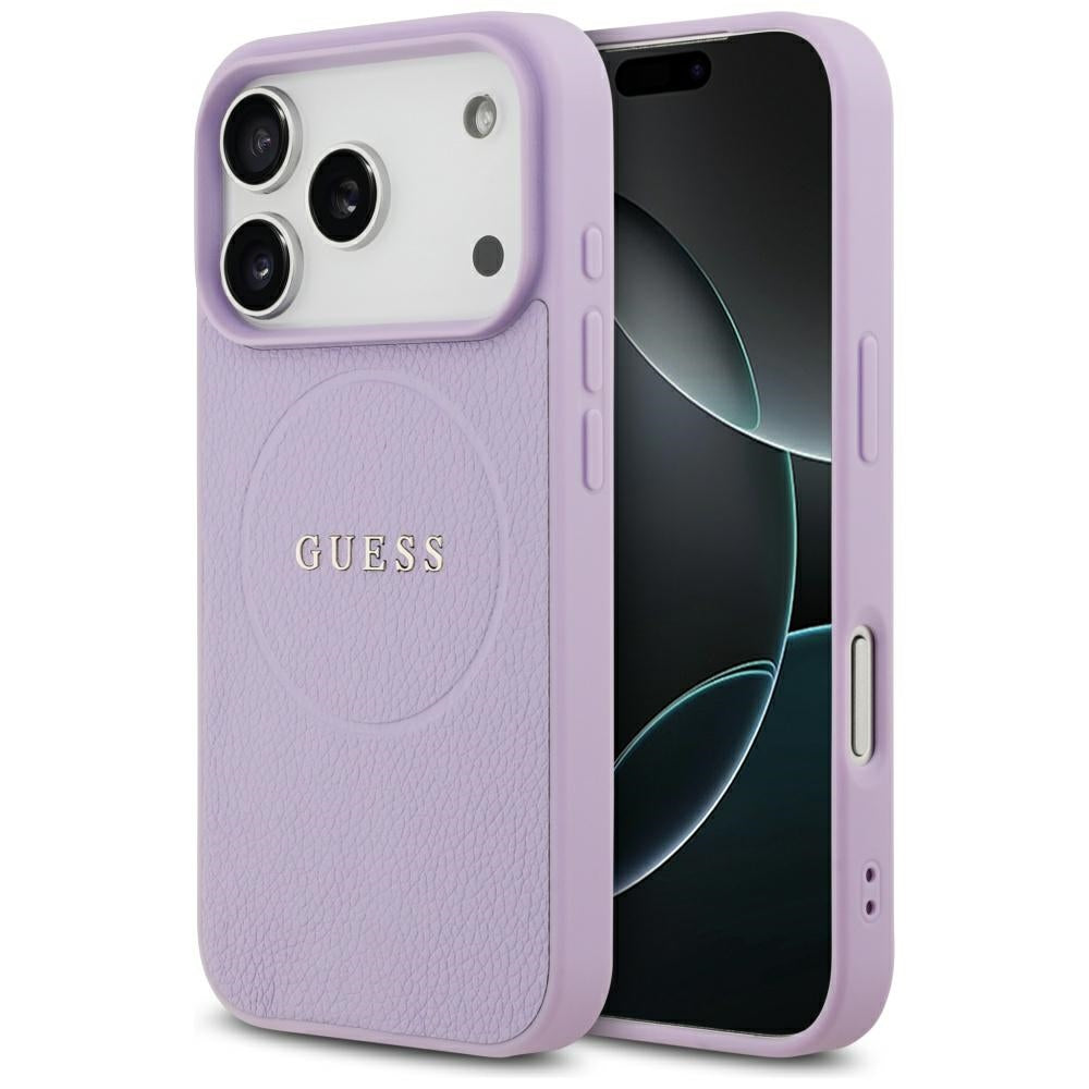 Husă Guess Grained Gold Ring MagSafe pentru iPhone 17 Pro Max – mov — imagine 1