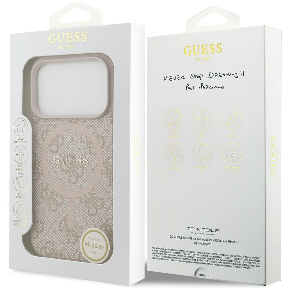 Husă Guess 4G Ring Classic Logo MagSafe pentru iPhone 17 Pro Max – roz — imagine 7