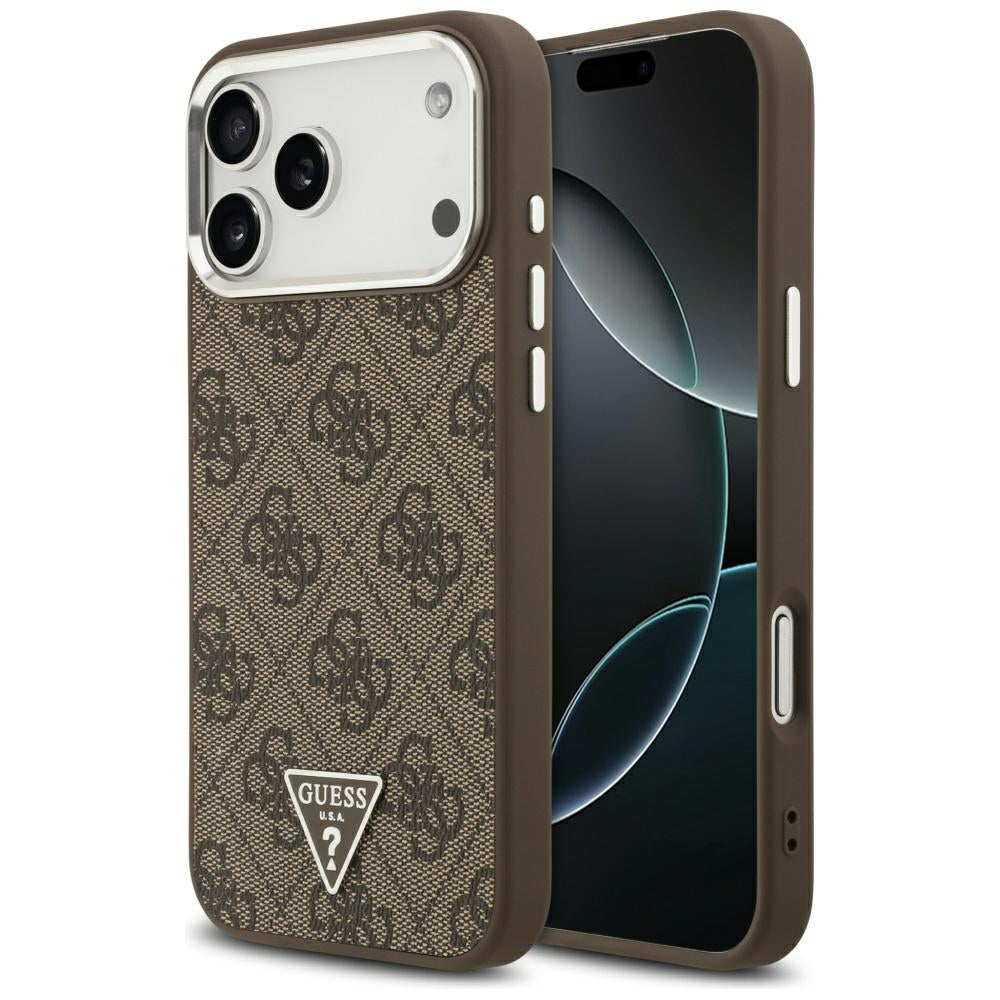 Husă Guess Hardcase 4G Triangle Logo MagSafe pentru iPhone 17 Pro Max – maro (GUHMP17XP4TSRCMW) — imagine 1