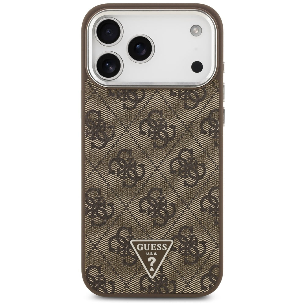 Husă Guess Hardcase 4G Triangle Logo MagSafe pentru iPhone 17 Pro Max – maro (GUHMP17XP4TSRCMW) — imagine 4