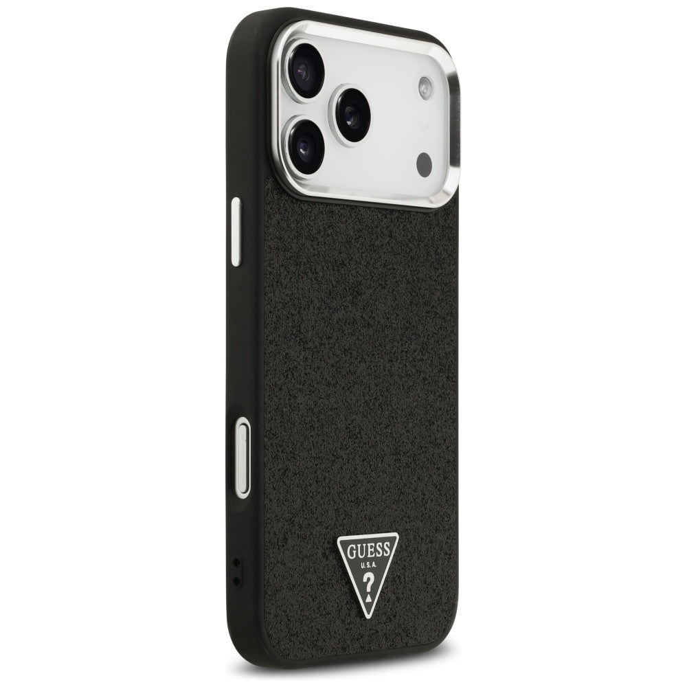 Husă Guess Glitter Triangle Logo MagSafe pentru iPhone 17 Pro Max – negru (GUHMP17XPFGTSCMK) — imagine 3