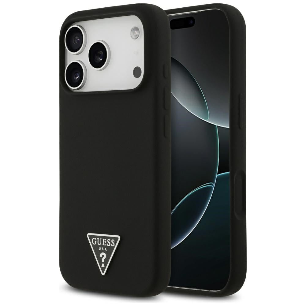 Husă Guess Silicone Triangle Logo MagSafe pentru iPhone 17 Pro Max – negru — imagine 1
